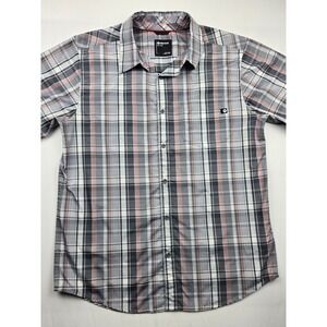 Marmot Men Plaid Short Sleeve‎ Button Up Shirt Size Large Lightweight Polyester